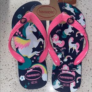 Havaianas Unicorn Flip Flops - Pink and Navy